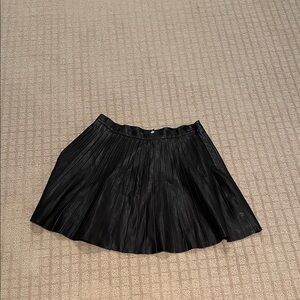 Theory Black  Leather Mini Pleated Skirt
